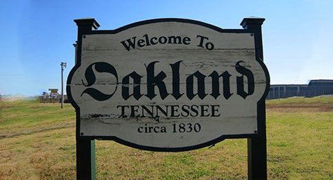 Welcome signage of Oakland Tennessee